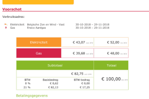 voorschot berekenen energie